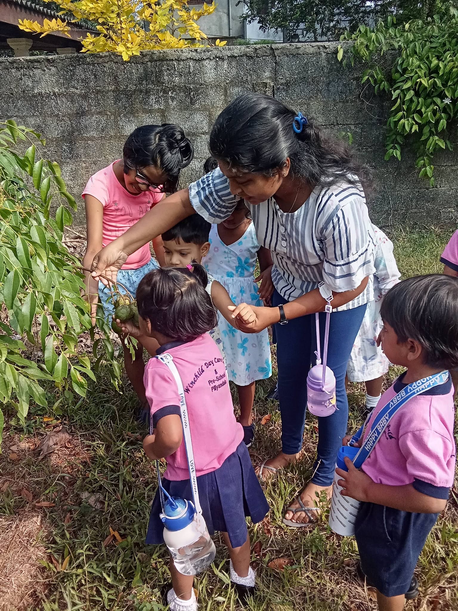 Children gathered for an outdoor learning activity
